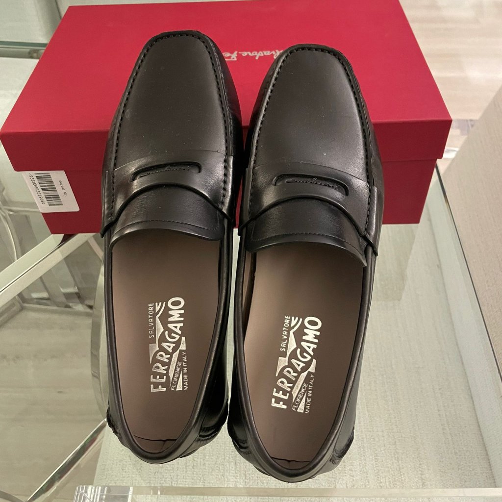 Newton Mens Ferragamo Black Loafers Size 8ee